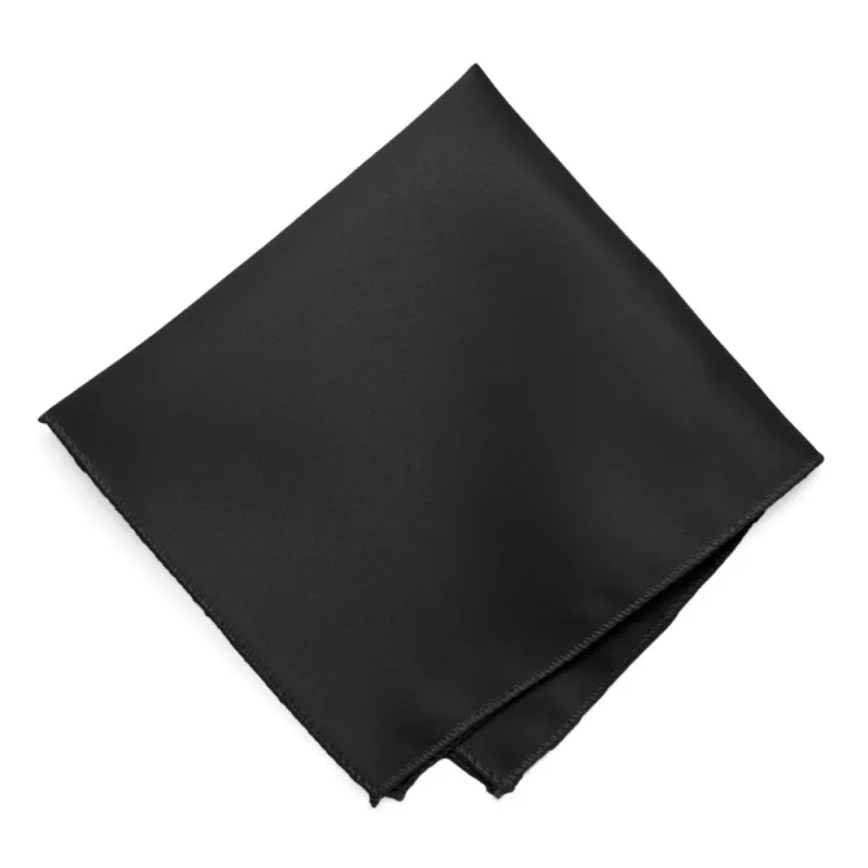 Black Solid Color Pocket Square sold by TieMart