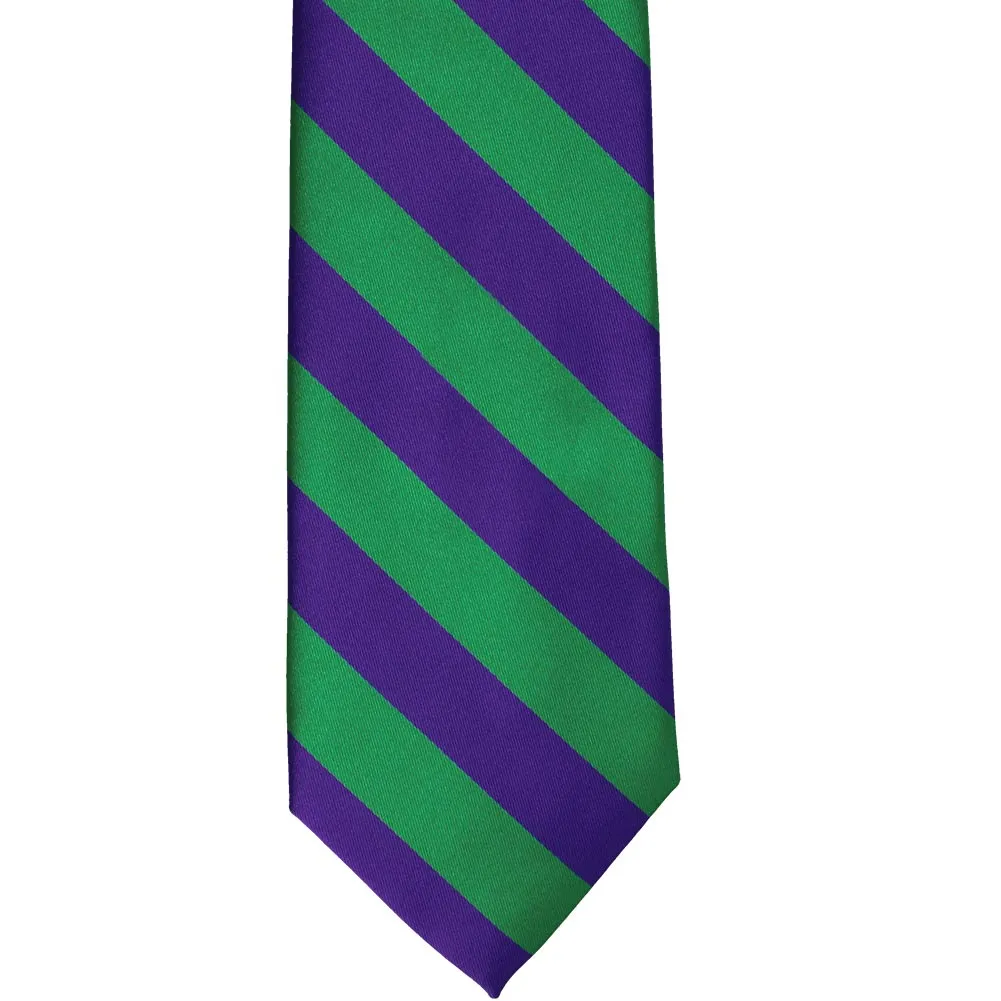 Kelly Green and Dark Purple Striped Tie sold by TieMart product image thumbnail 3