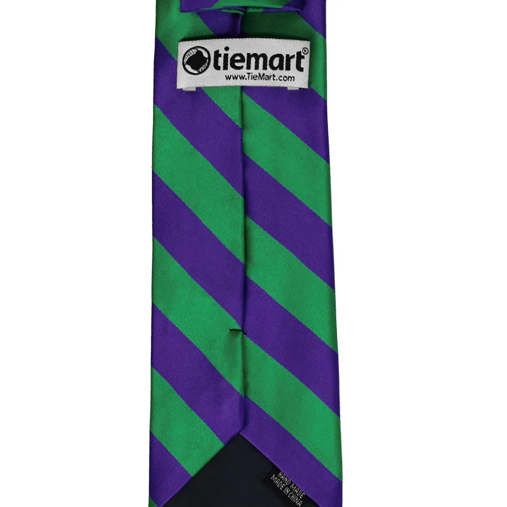 Kelly Green and Dark Purple Striped Tie sold by TieMart product image thumbnail 4