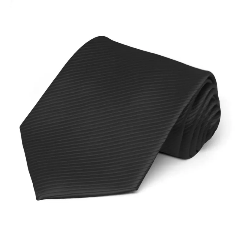 Black Ribbed Necktie, 3" Width sold by TieMart