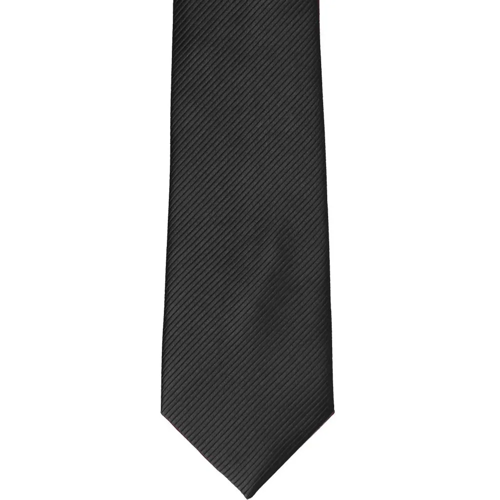 Black Ribbed Necktie, 3" Width sold by TieMart product image thumbnail 2