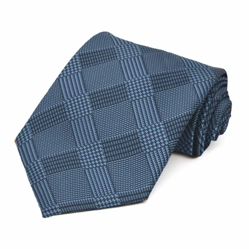 Dark Blue Michael Glen Plaid Extra Long Necktie sold by TieMart