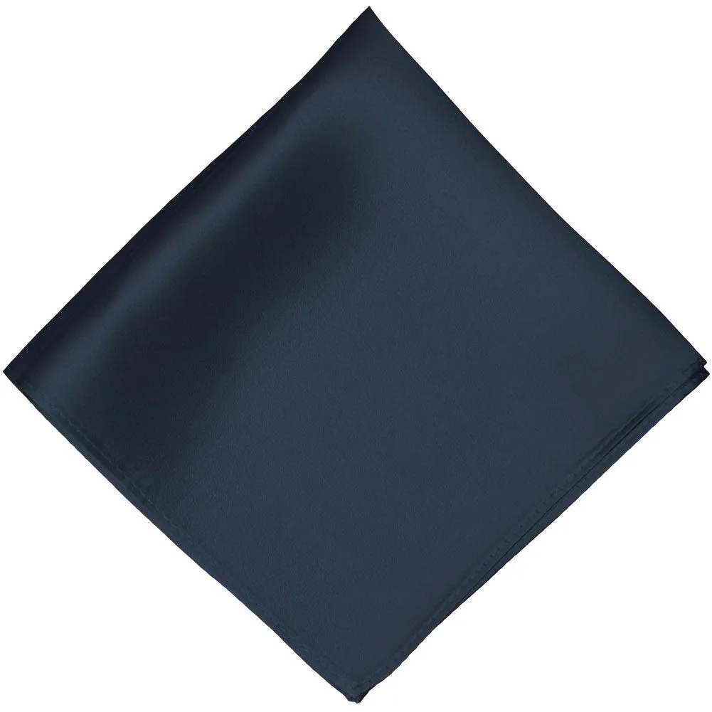 Navy Blue Silk Pocket Square sold by TieMart