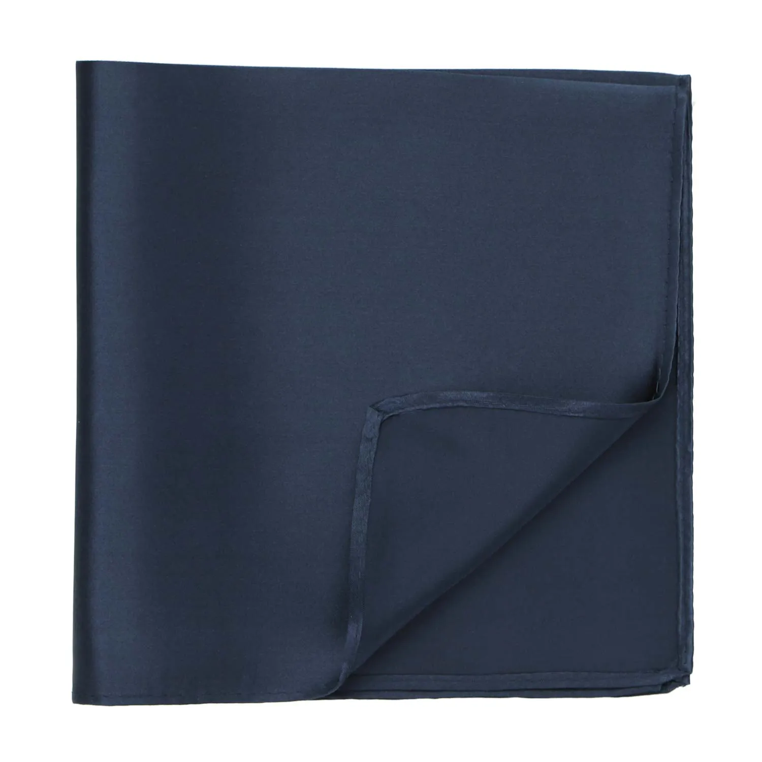 Navy Blue Silk Pocket Square sold by TieMart product image thumbnail 2