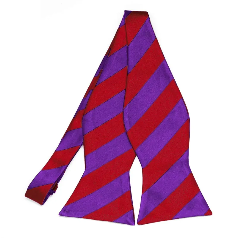 Red and Purple Striped Self-Tie Bow Tie sold by TieMart