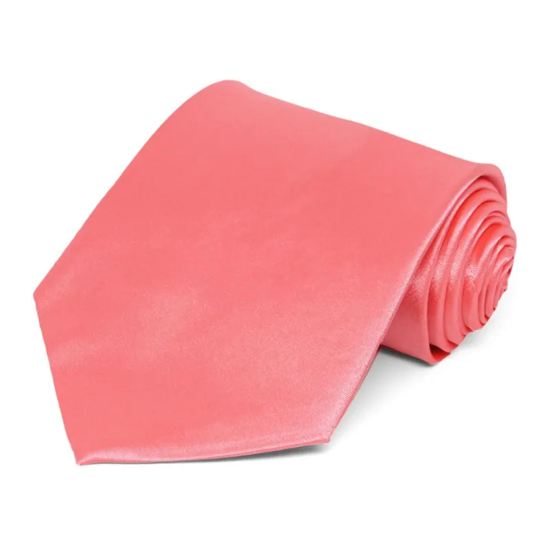 Coral Solid Color Necktie sold by TieMart