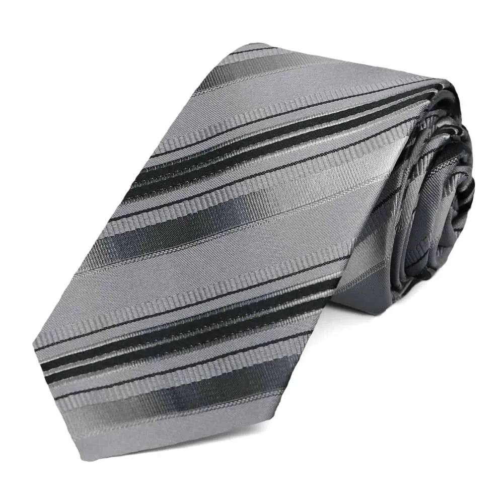 Gray Blackshear Striped Slim Necktie sold by TieMart