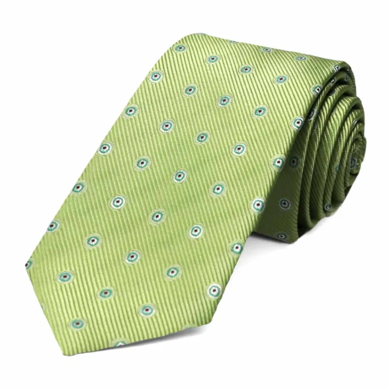 Lime Green Willoughby Dotted Slim Necktie sold by TieMart