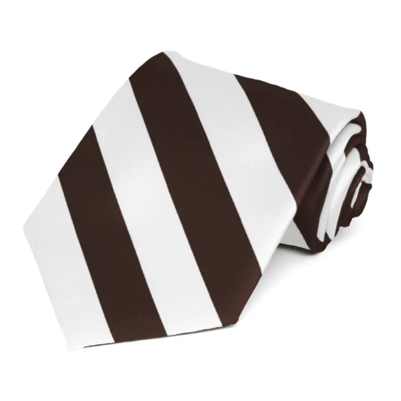 Brown and White Striped Tie sold by TieMart