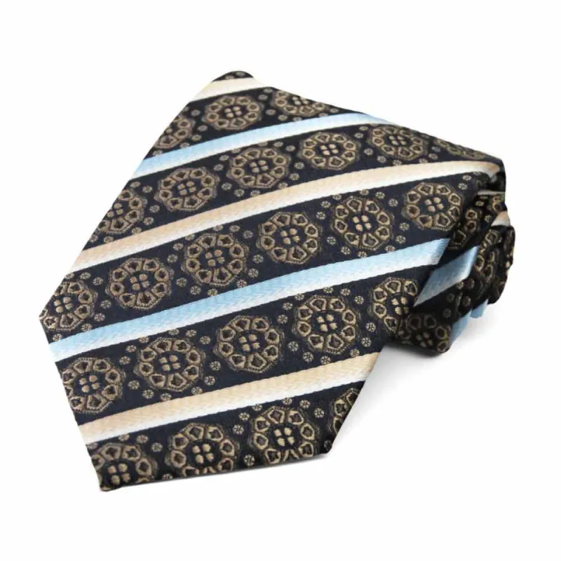 Latte Mesa Medallion Stripe Necktie sold by TieMart
