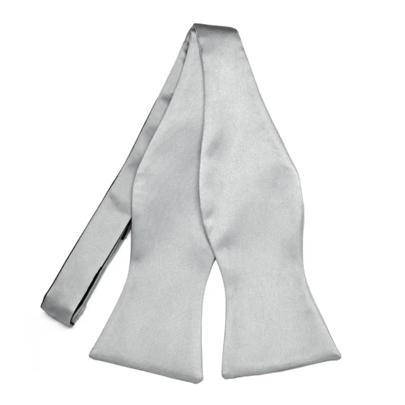 Light Silver Premium Self-Tie Bow Tie sold by TieMart