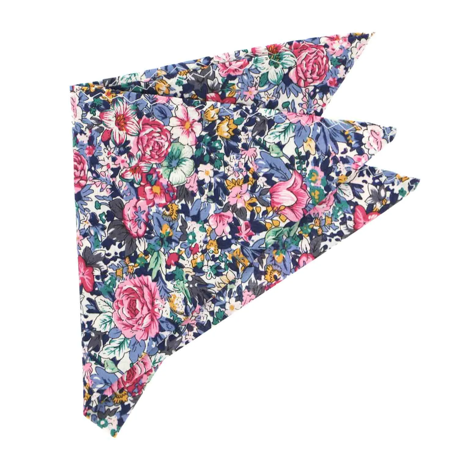 Dusty Blue and Pink Brentwood Floral Pocket Square sold by TieMart product image thumbnail 3