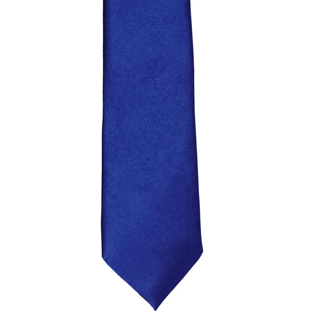 Sapphire Blue Slim Solid Color Necktie, 2.5" Width sold by TieMart product image thumbnail 2