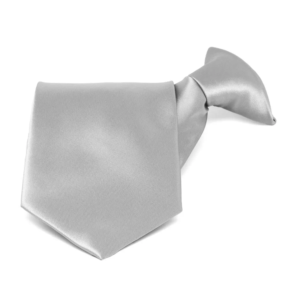 Silver Solid Color Clip-On Tie sold by TieMart