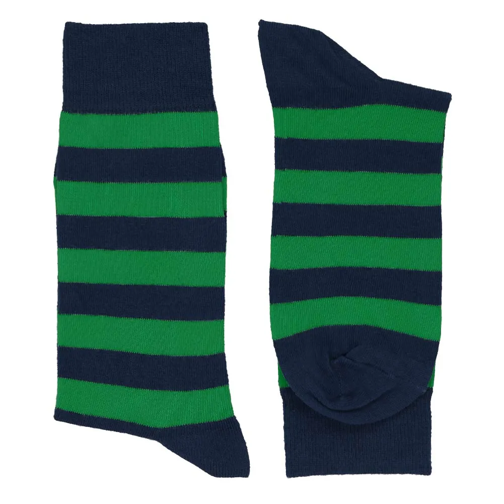 Men's Kelly Green and Navy Blue Striped Socks sold by TieMart product image thumbnail 2