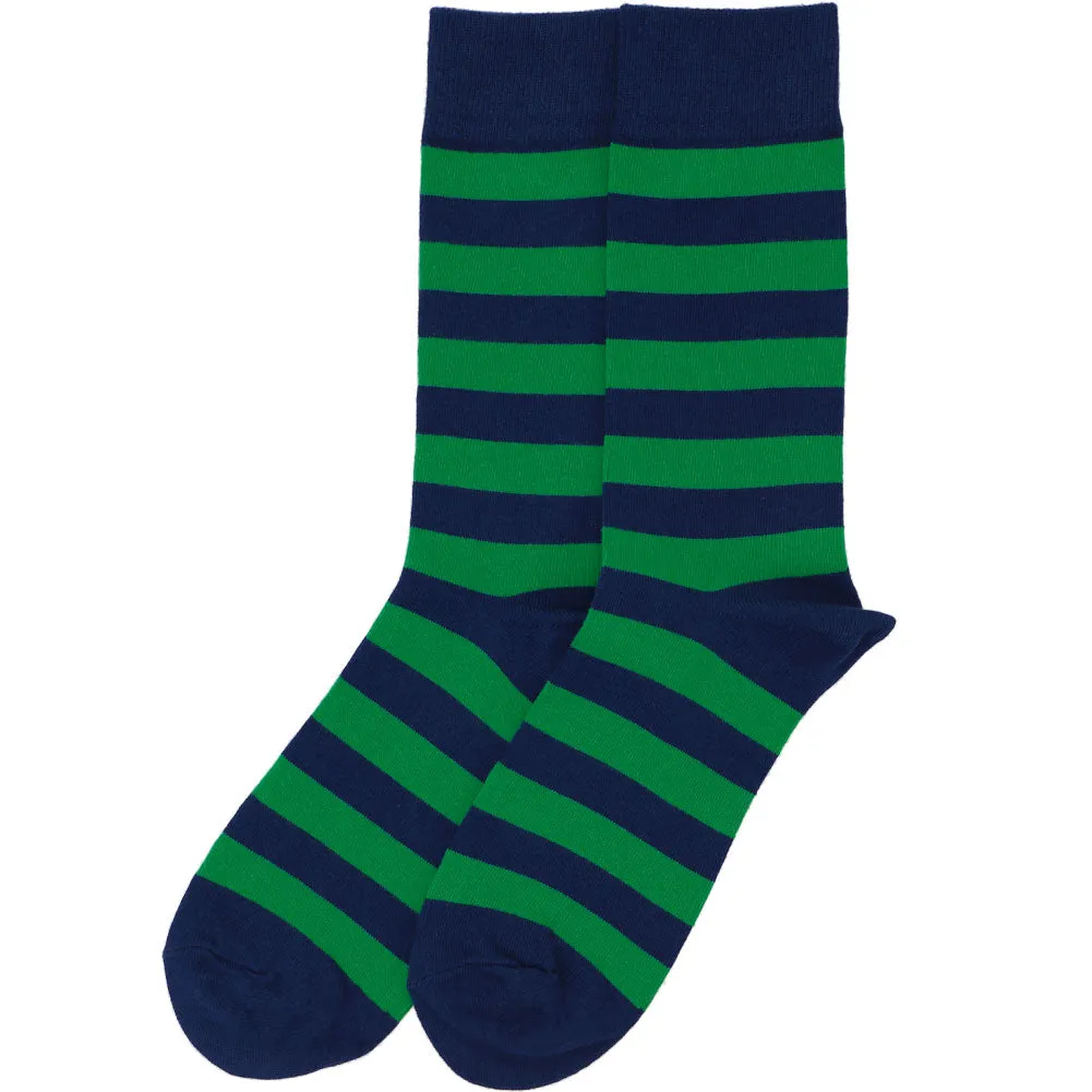 Men's Kelly Green and Navy Blue Striped Socks sold by TieMart product image thumbnail 3