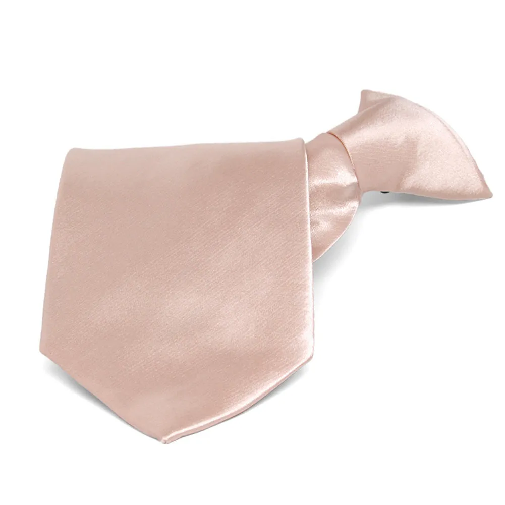 Blush Pink Solid Color Clip-On Tie sold by TieMart