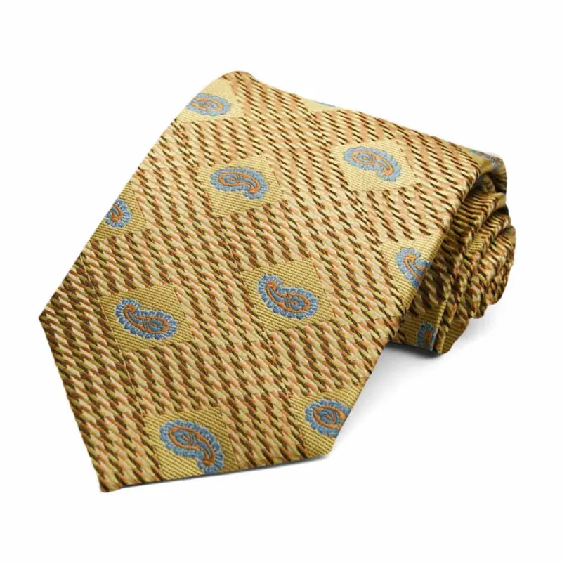 Gold Churchill Paisley Necktie sold by TieMart