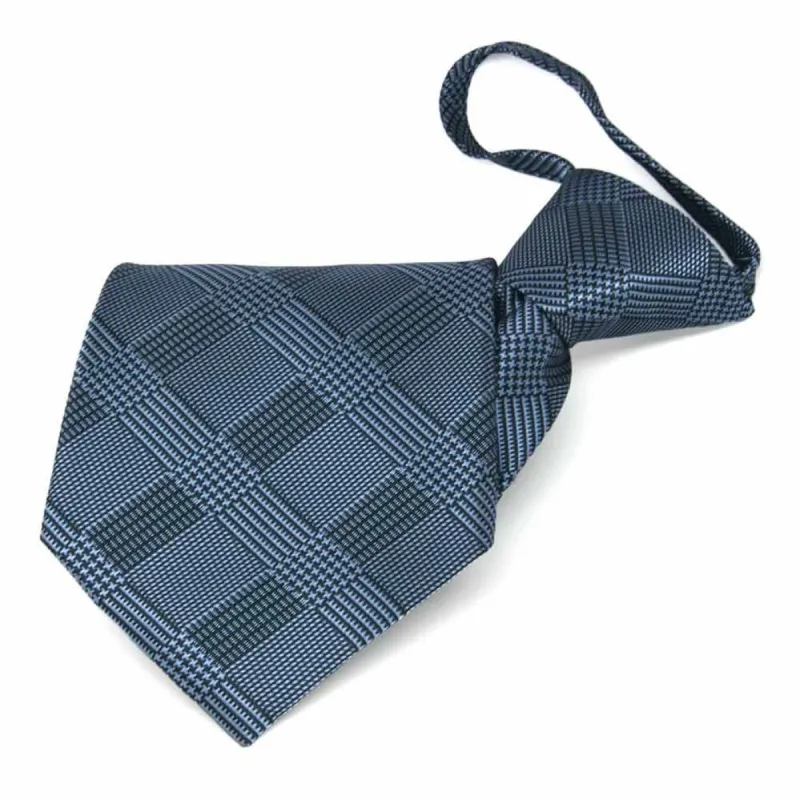 Dark Blue Michael Glen Plaid Zipper Tie sold by TieMart