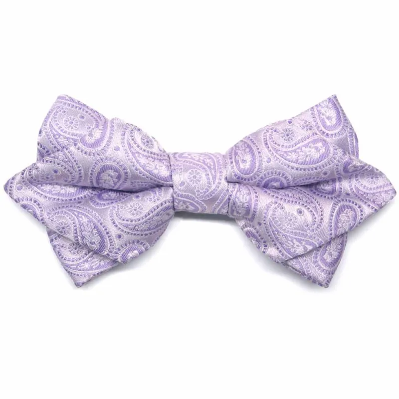 Thistle Purple Darlene Paisley Diamond Tip Bow Tie sold by TieMart