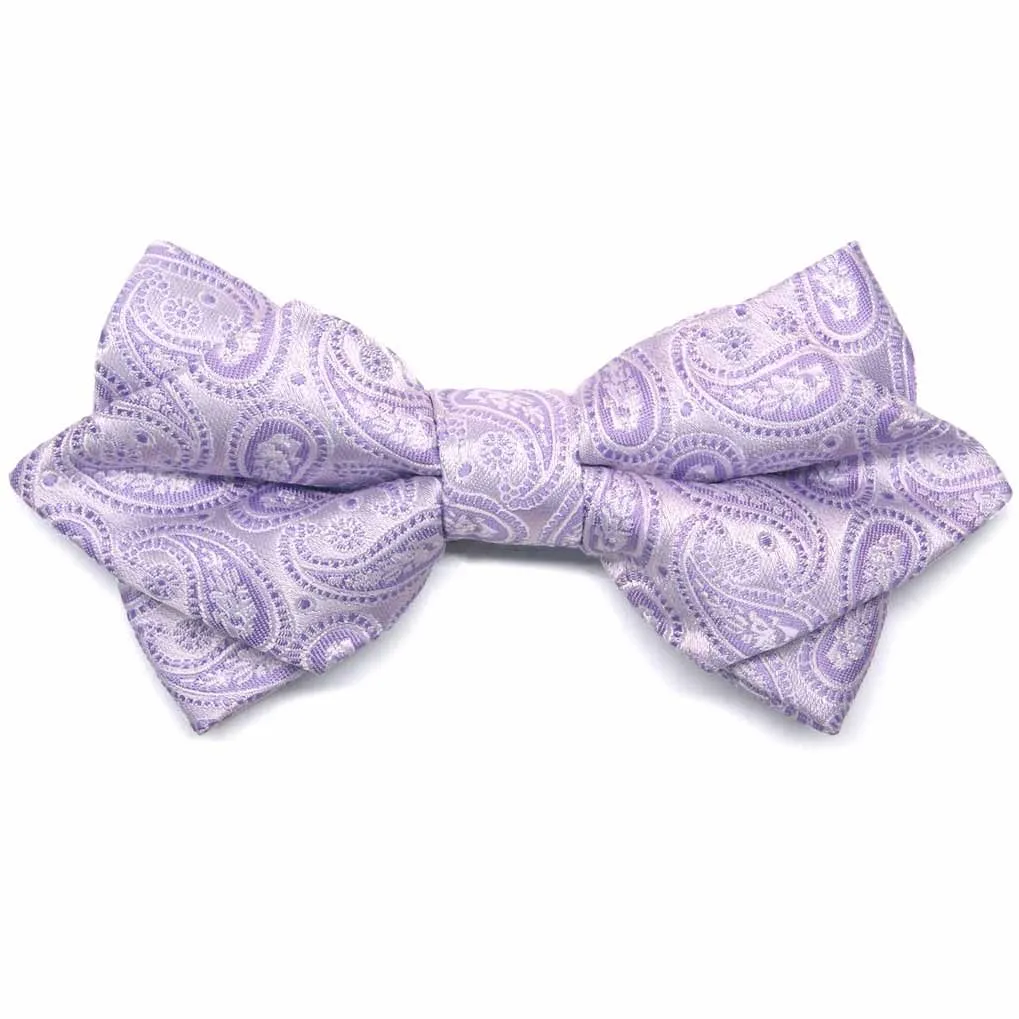 Thistle Purple Darlene Paisley Diamond Tip Bow Tie sold by TieMart
