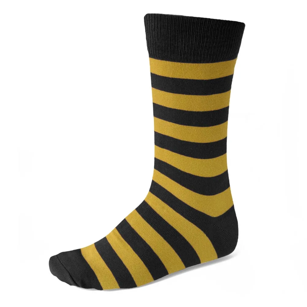 Men's Black and Gold Striped Socks sold by TieMart