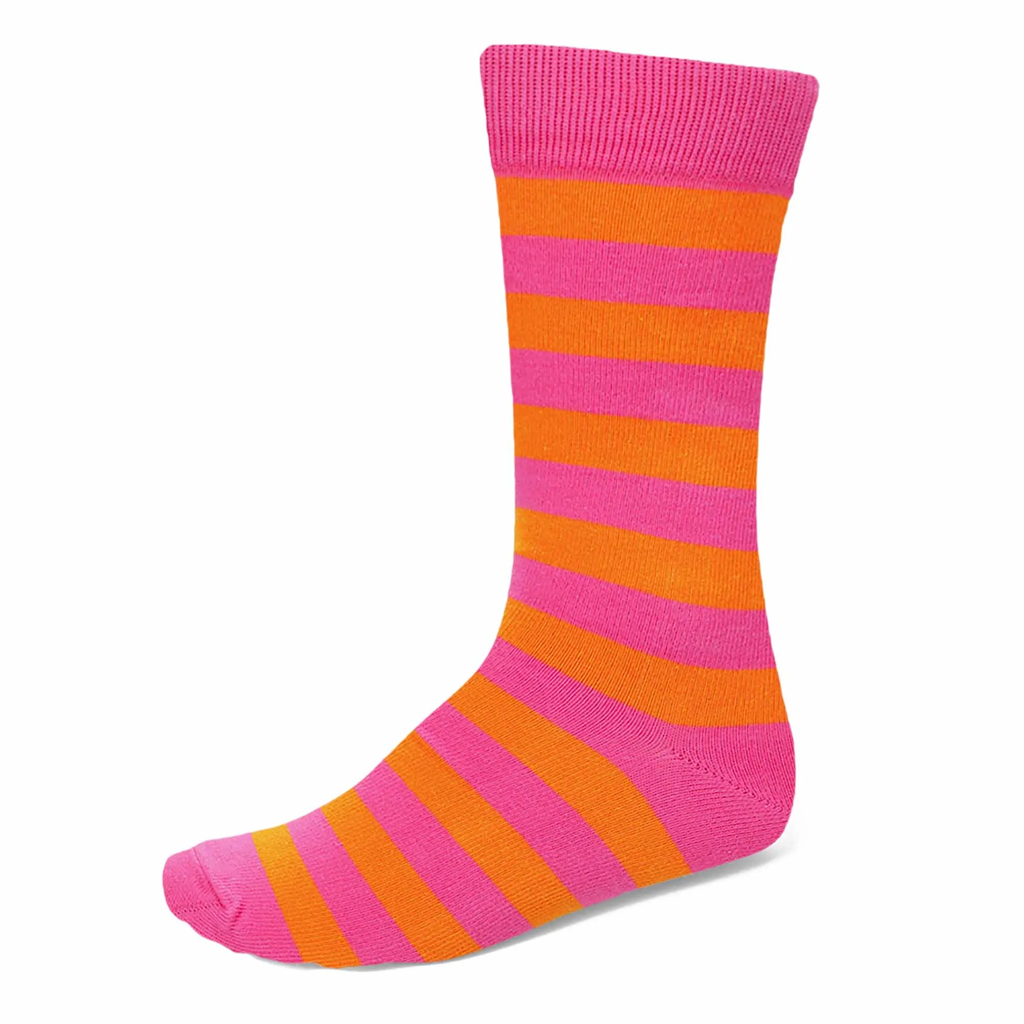 Men's Hot Pink and Orange Striped Socks sold by TieMart