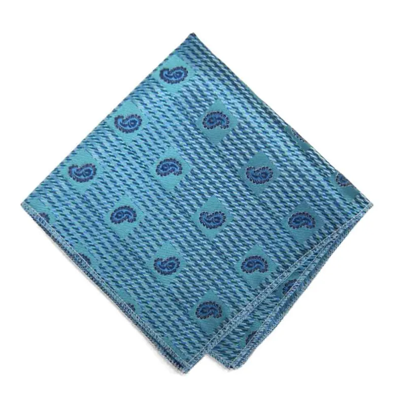 Turquoise Churchill Paisley Pocket Square sold by TieMart