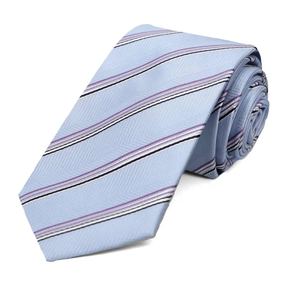 Sky Blue Hayward Striped Slim Necktie sold by TieMart