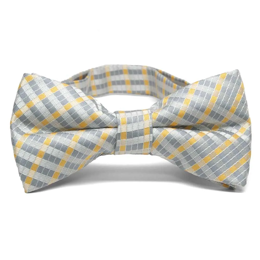 Dark Silver George Plaid Band Collar Bow Tie sold by TieMart