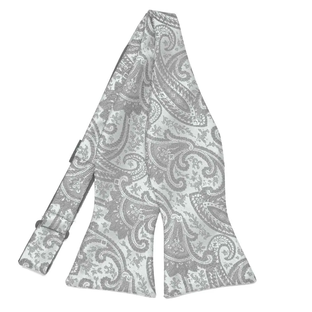 Mercury Silver Clara Paisley Self-Tie Bow Tie sold by TieMart