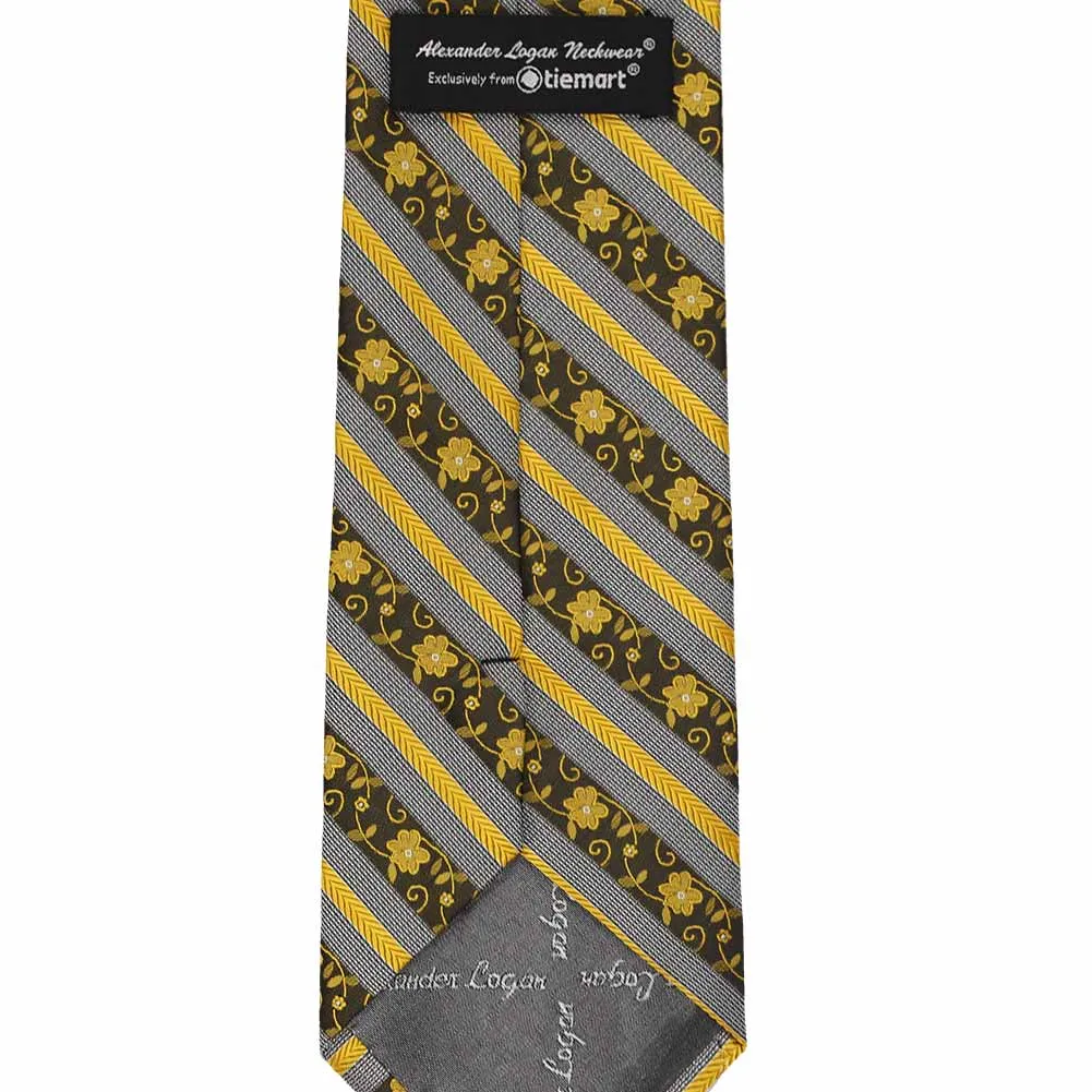 Marigold Yellow Anna Floral Stripe Necktie sold by TieMart product image thumbnail 3