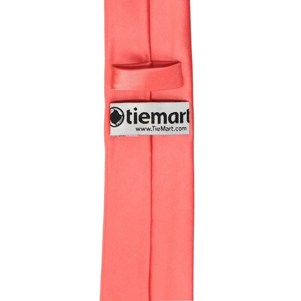 Bright Coral Premium Slim Necktie, 2.5" Width sold by TieMart product image thumbnail 3