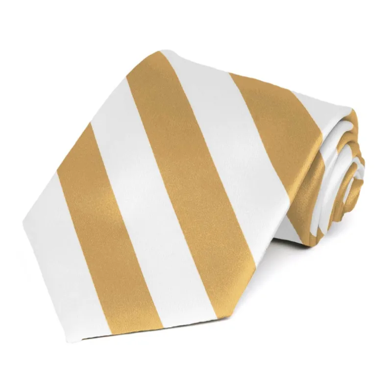 Honey Gold and White Striped Tie sold by TieMart