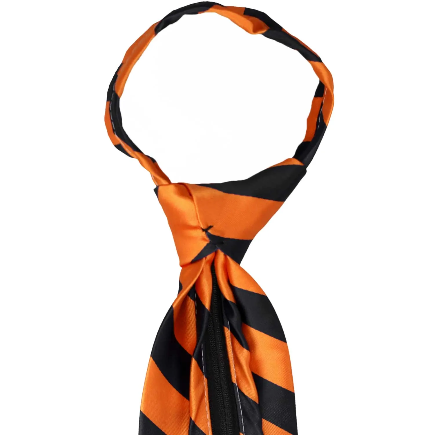 Orange and Black Striped Zipper Tie sold by TieMart product image thumbnail 4