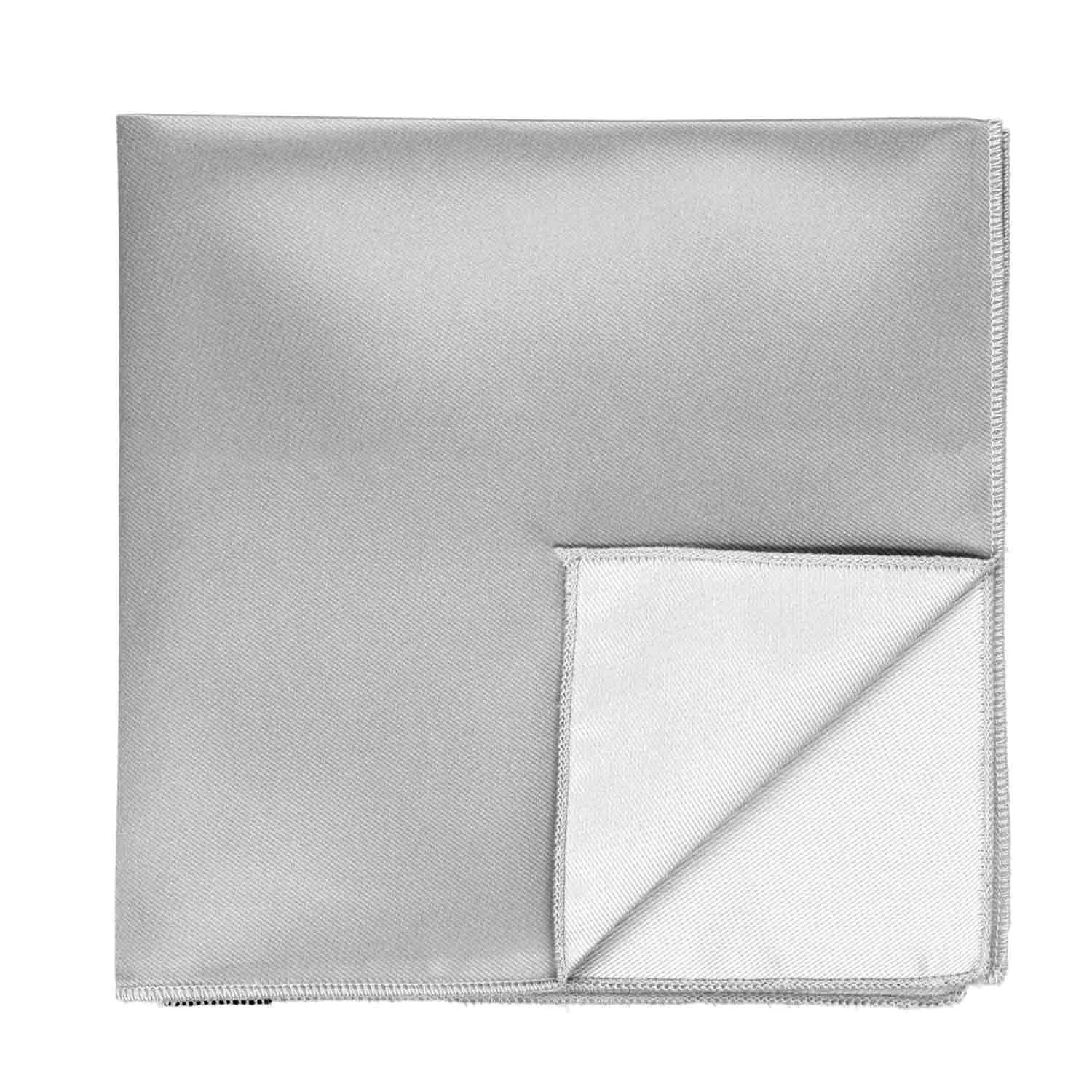Silver Solid Color Pocket Square sold by TieMart product image thumbnail 2