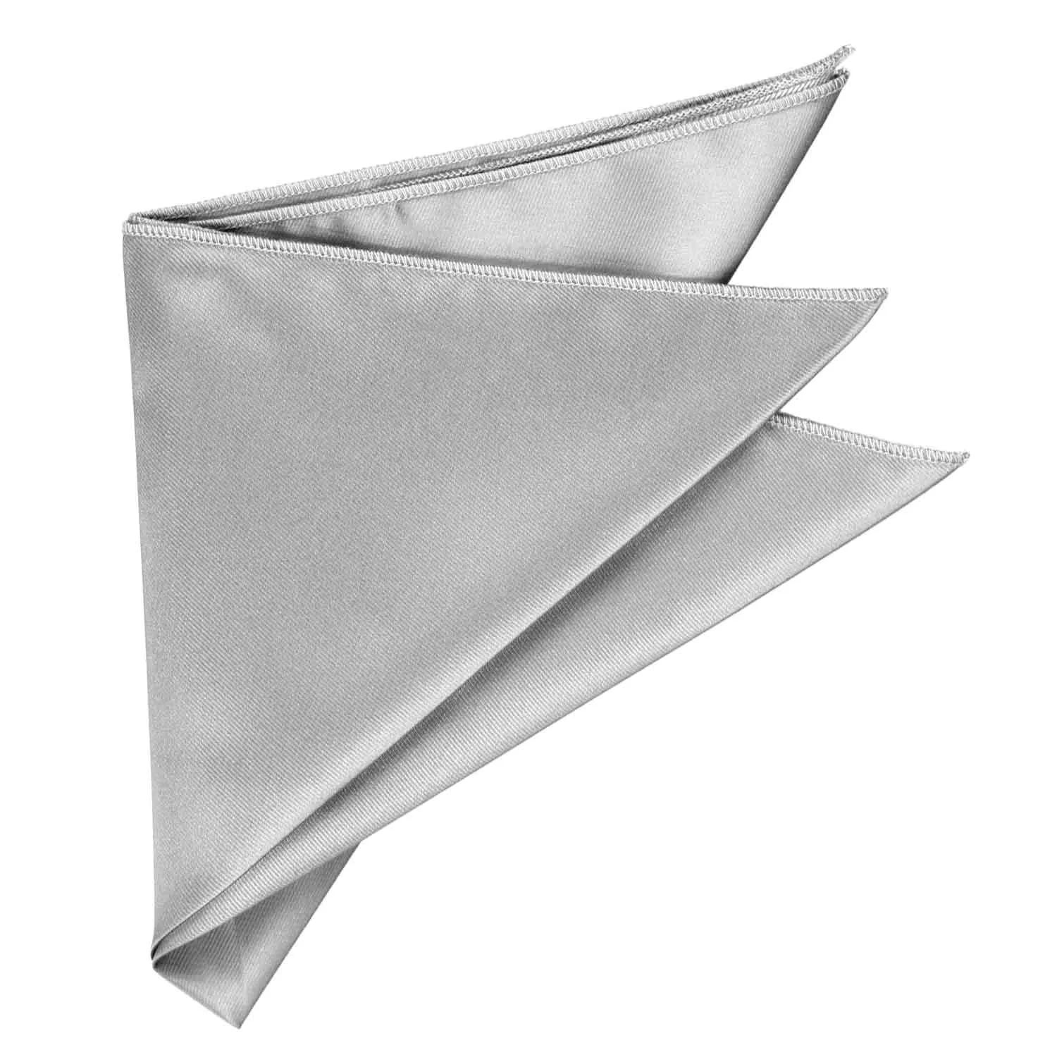 Silver Solid Color Pocket Square sold by TieMart product image thumbnail 3