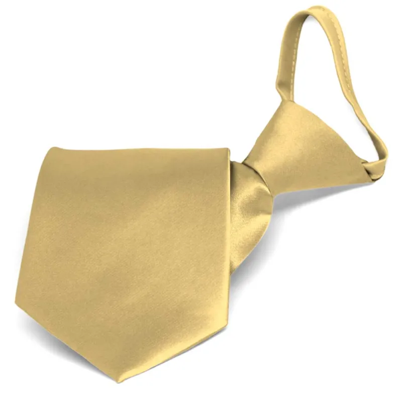 Pale Gold Solid Color Zipper Tie sold by TieMart