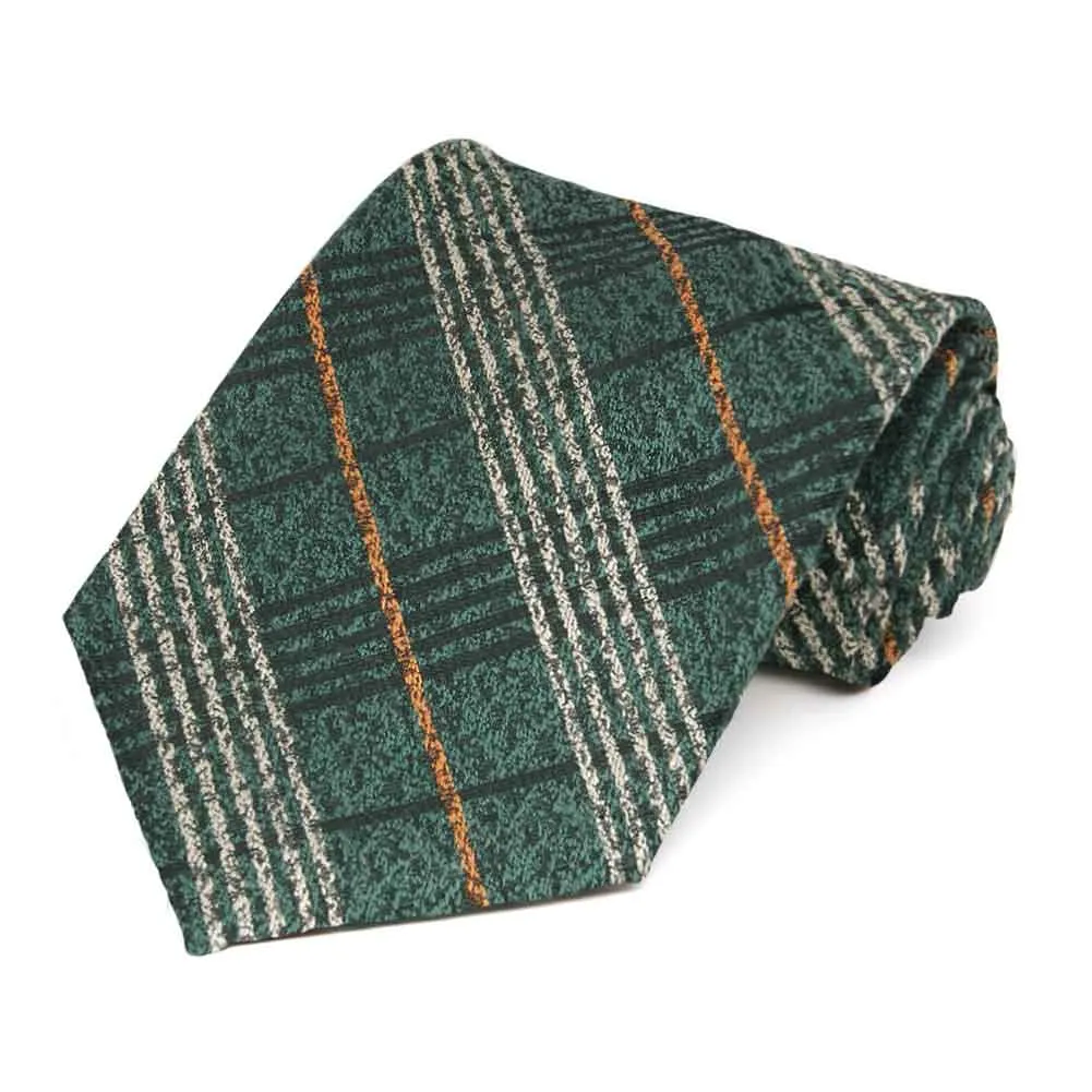 Dark Green Elder Plaid Cotton/Silk Necktie sold by TieMart