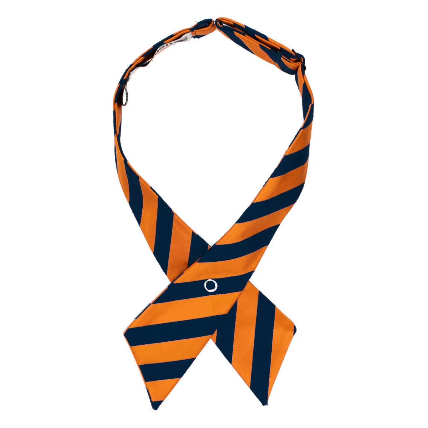 Navy Blue and Orange Striped Crossover Tie sold by TieMart product image thumbnail 2