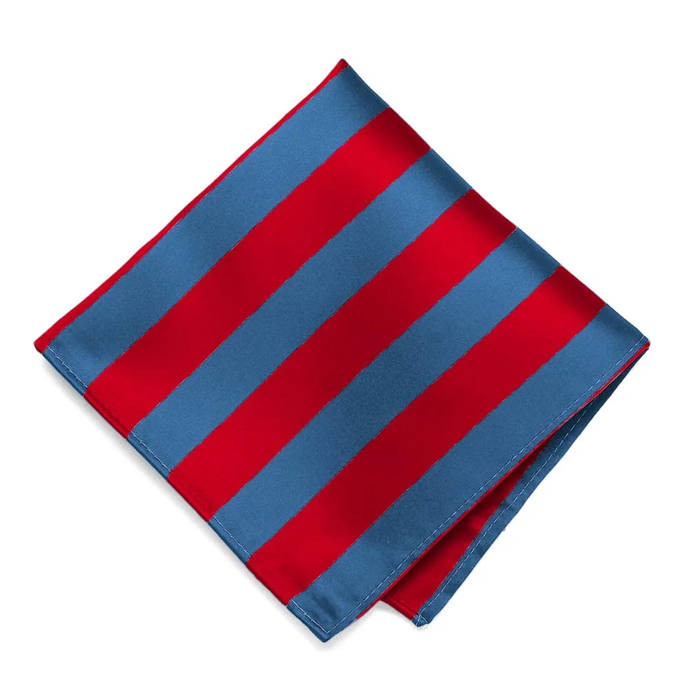 Red and Blue Striped Pocket Square sold by TieMart