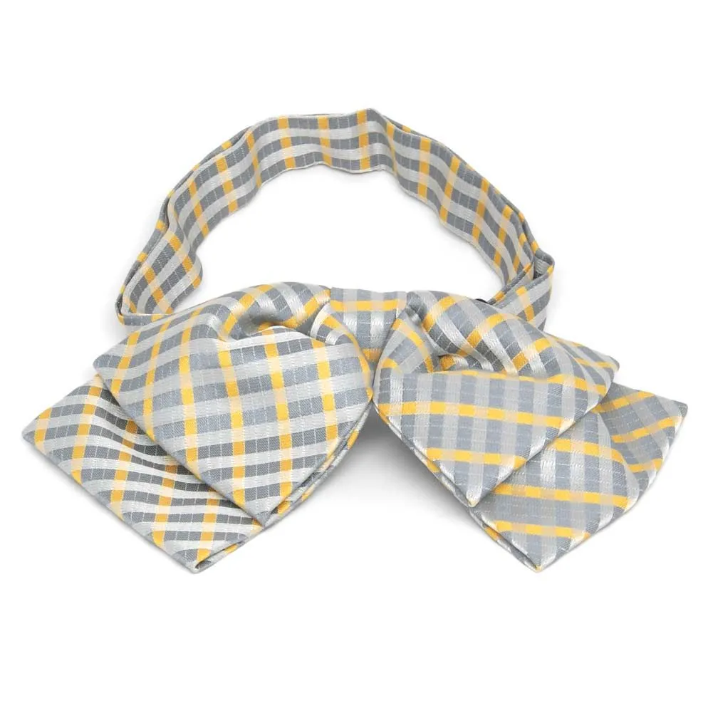 Dark Silver George Plaid Floppy Bow Tie sold by TieMart