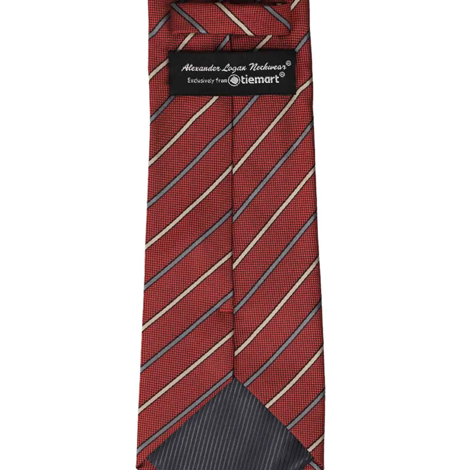 Crimson Red Stanley Striped Necktie sold by TieMart product image thumbnail 4