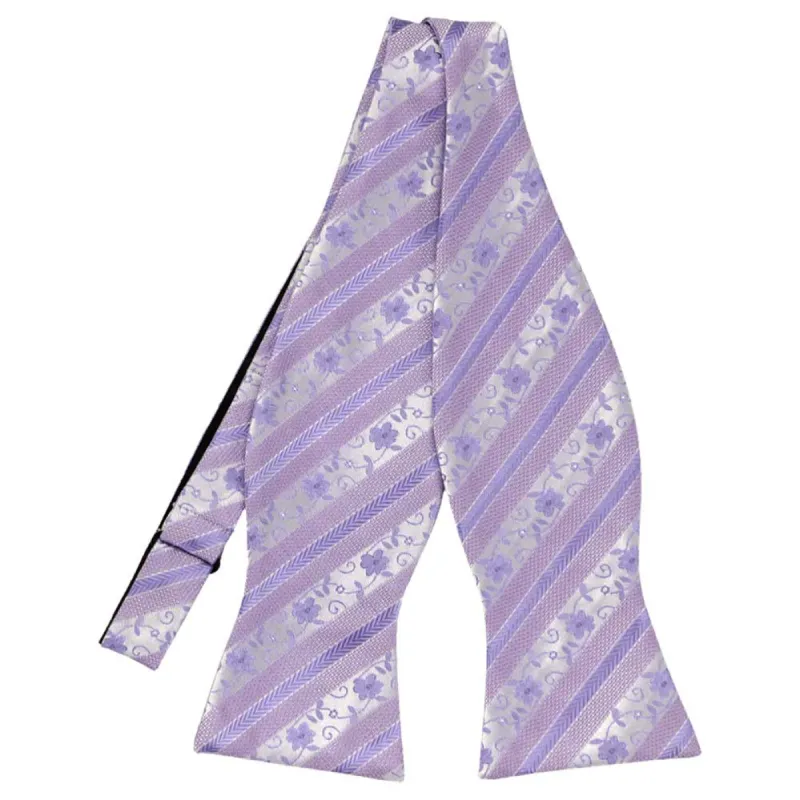 Freesia Anna Floral Striped Self-Tie Bow Tie sold by TieMart