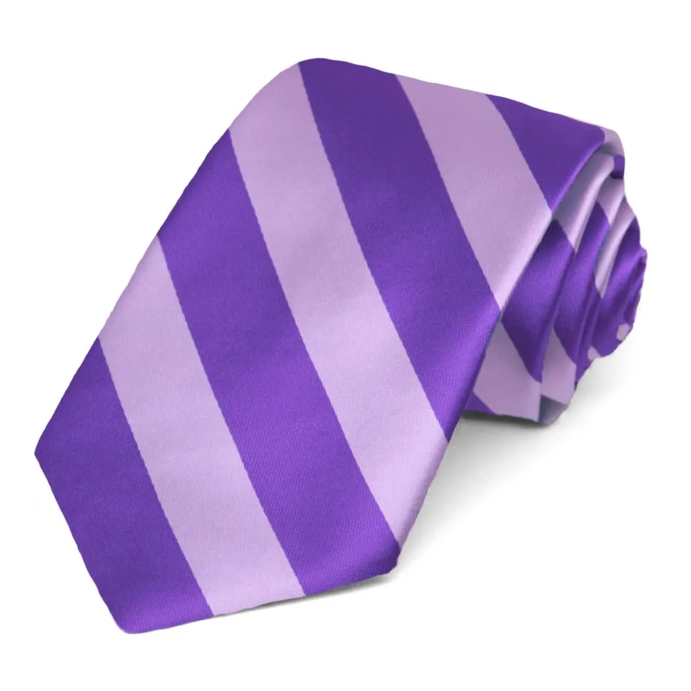 Purple and Lavender Striped Narrow Tie, 3" Width sold by TieMart