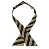 Golden Champagne and Black Striped Crossover Tie sold by TieMart