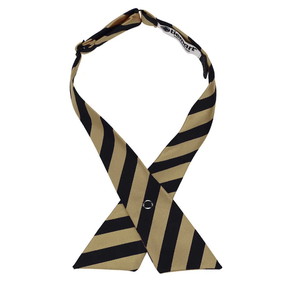 Golden Champagne and Black Striped Crossover Tie sold by TieMart