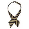 Golden Champagne and Black Striped Crossover Tie sold by TieMart