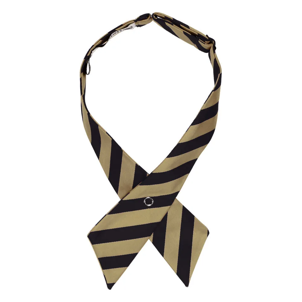 Golden Champagne and Black Striped Crossover Tie sold by TieMart product image thumbnail 2