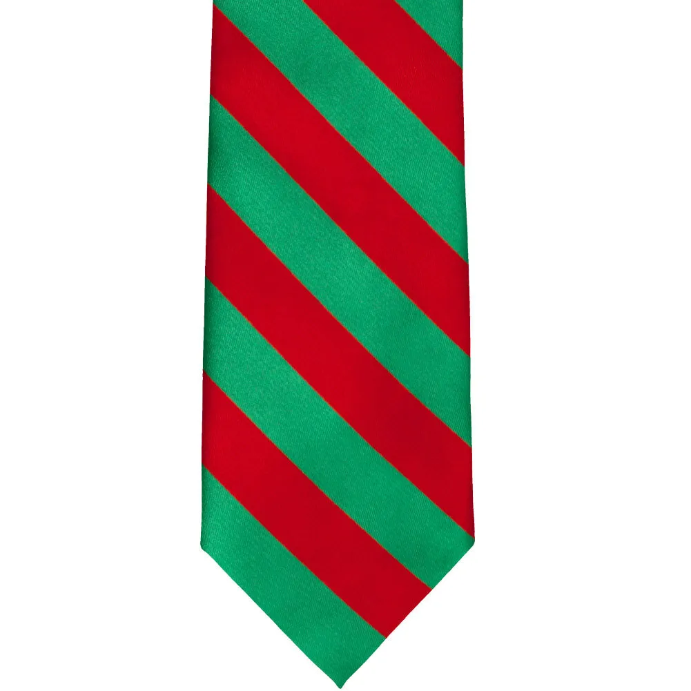 Red and Green Extra Long Striped Tie sold by TieMart product image thumbnail 3